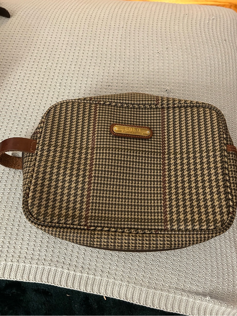 Vintage Polo Ralph Lauren Houndstooth Toiletry Bag Dopp Kit Pouch